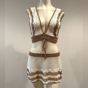 Swimsuit coverup two piece tan and white.  Never worn